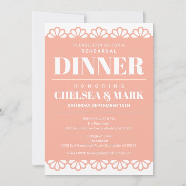 Convite para Jantar de Ensaios Papel Picado (Frente)