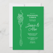 Convite para Jantar de Espaguete em Verde