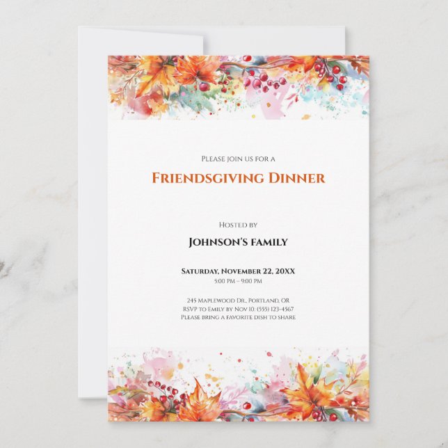Convite para Jantar de Friendsgiving (Frente)