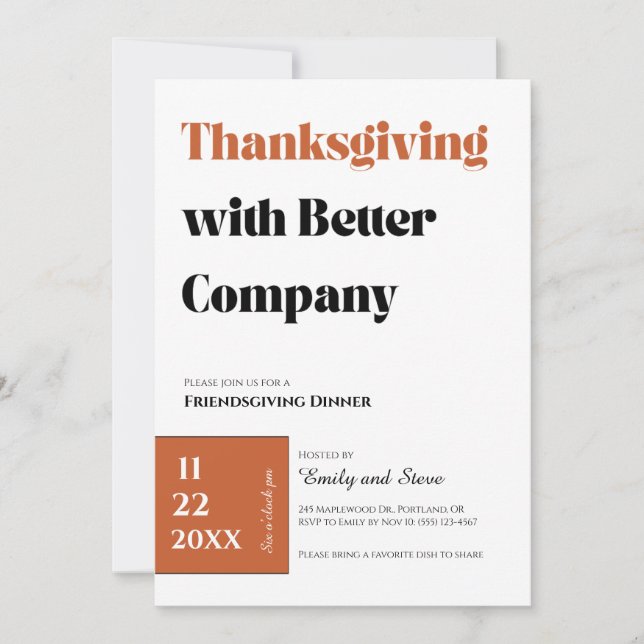 Convite para Jantar de Friendsgiving (Frente)
