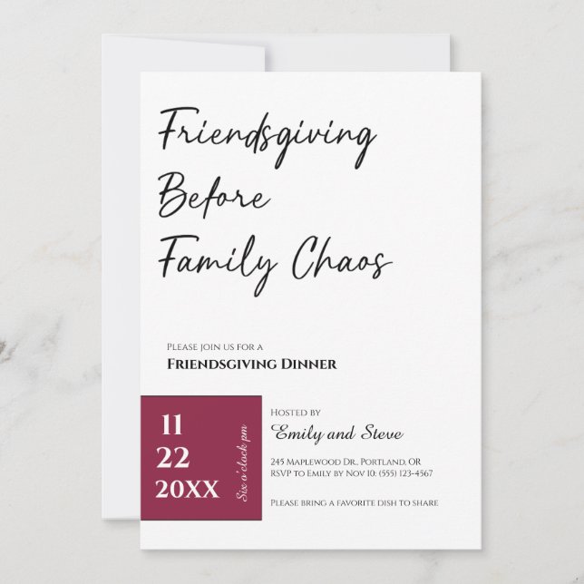 Convite para Jantar de Friendsgiving (Frente)