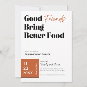 Convite para Jantar de Friendsgiving