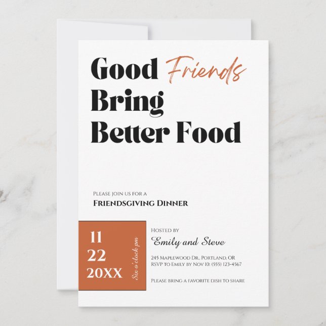 Convite para Jantar de Friendsgiving (Frente)