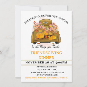 Convite para jantar de Friendsgiving