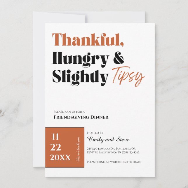 Convite para Jantar de Friendsgiving (Frente)