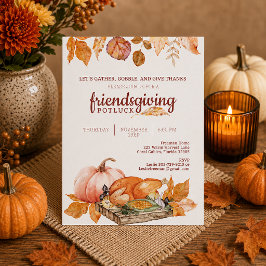 Convite para Jantar de Friendsgiving de Outono