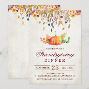 Convite para Jantar de Friendsgiving de Outono com
