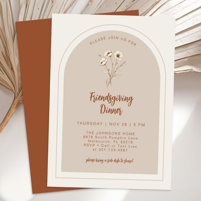 Convite para Jantar de Friendsgiving Floral de Ter (Friendsgiving Dinner Invitation)