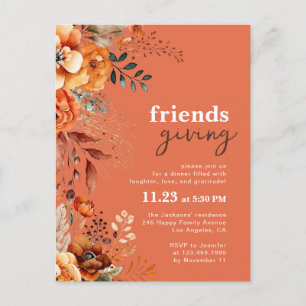 Convite para jantar de Friendsgiving floral outona