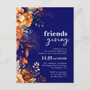 Convite para jantar de Friendsgiving floral outona