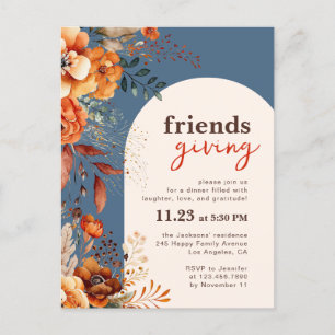 Convite para jantar de Friendsgiving floral outona