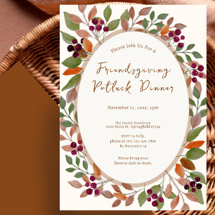 Convite para Jantar de Friendsgiving Folhas de Out