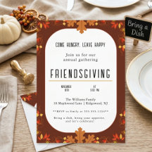 Convite para Jantar de Friendsgiving Outono Vintag