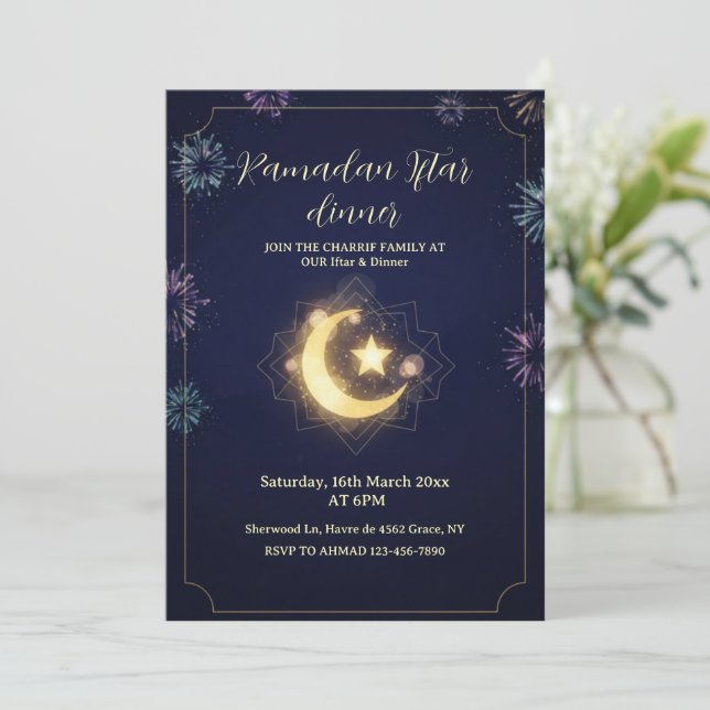 Convite para jantar de Iftar do Ramadan Kareem (Em pé/Frente)