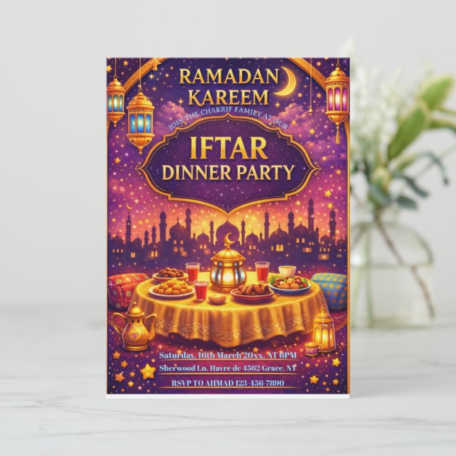 Convite para jantar de Iftar do Ramadan Kareem (Em pé/Frente)