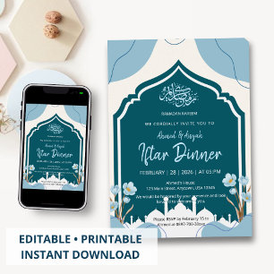 Convite para Jantar de Iftar no Ramadan com Arco d