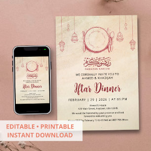 Convite para Jantar de Iftar no Ramadan em Estilo