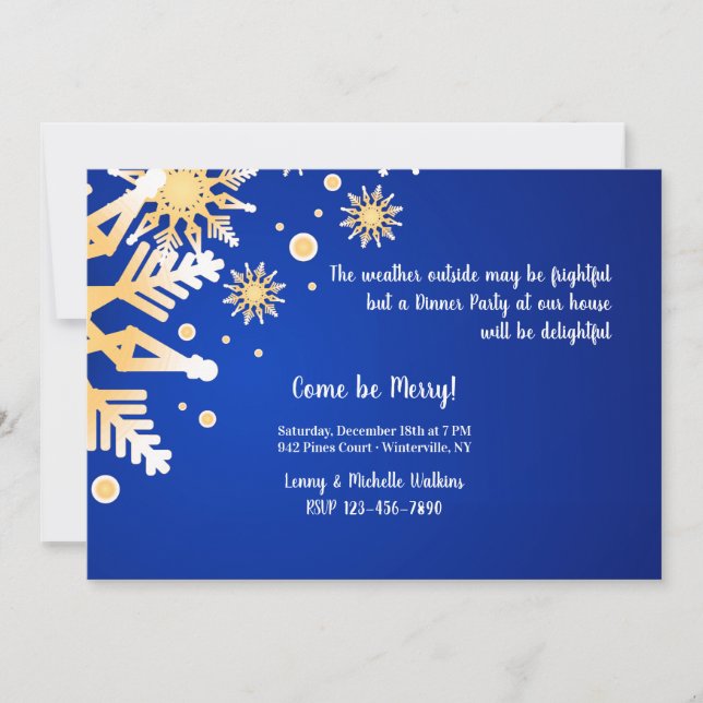 Convite para Jantar de Inverno com Flocos de Neve  (Frente)