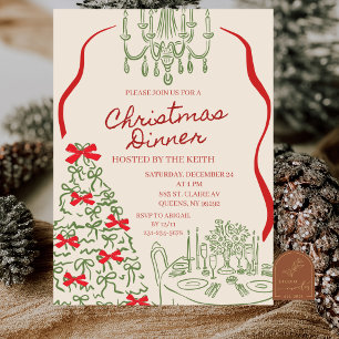 Convite para Jantar de Natal Desenhado à Mão