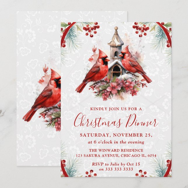 Convite para Jantar de Natal do Cardinal Elegante (Frente/Verso)