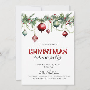 Convite para jantar de Natal elegante Festa de Nat