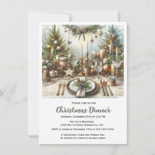 Convite para Jantar de Natal Rústico Elegante