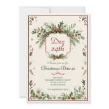 Convite para Jantar de Natal Vintage