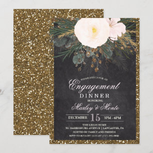 Convite para Jantar de Noivado com Floral de Inver