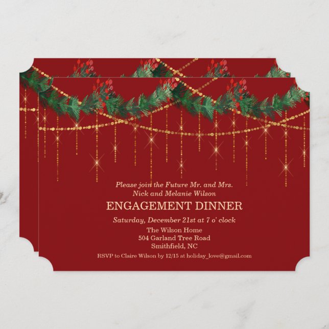 Convite para Jantar de Noivado no Feriado de Natal (Frente/Verso)