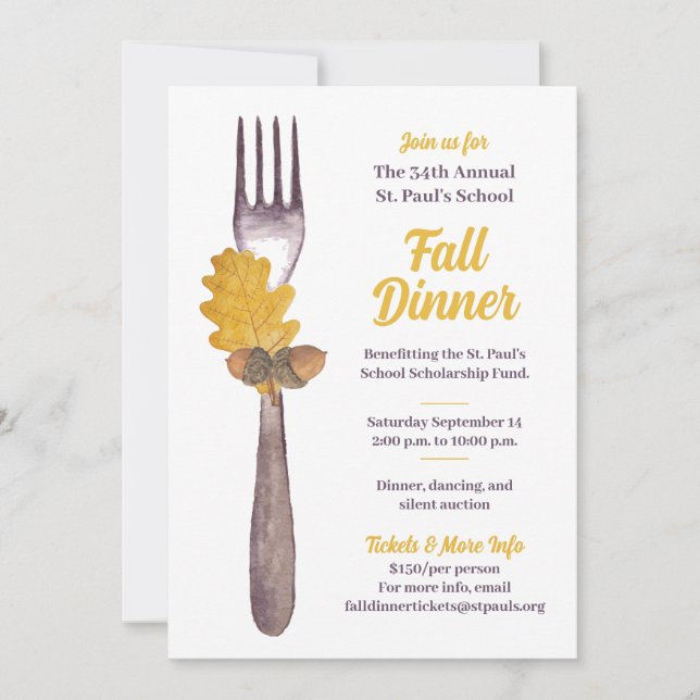 Convite para Jantar de Outono ou Evento de Outono (Frente)