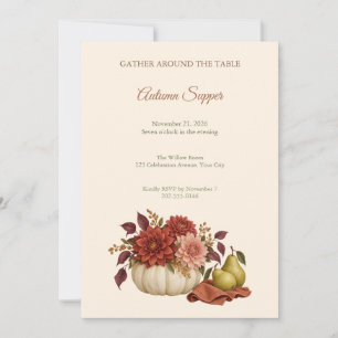 Convite para Jantar de Outono Pumpkin Dahlia