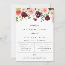 Convite para Jantar de Rehearsal Floral Rosa Borgo