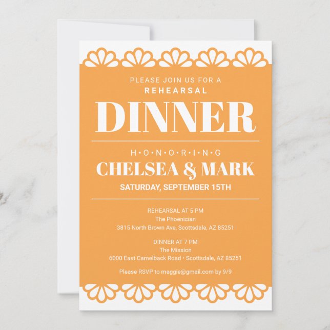 Convite para Jantar de Treinamento Papel Picado (Frente)