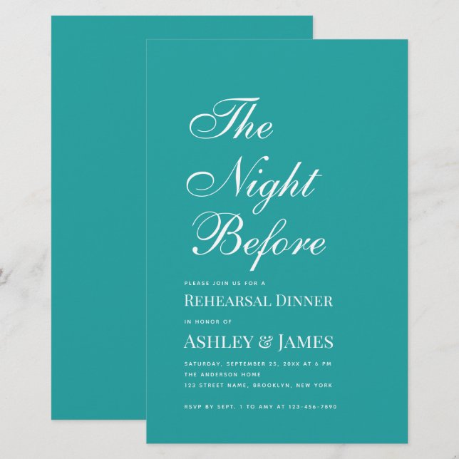 Convite para Jantar de Véspera de Ensaio Azul-Anil (Frente/Verso)