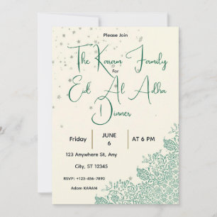 Convite para Jantar do Eid Al Adha em Verde Sage