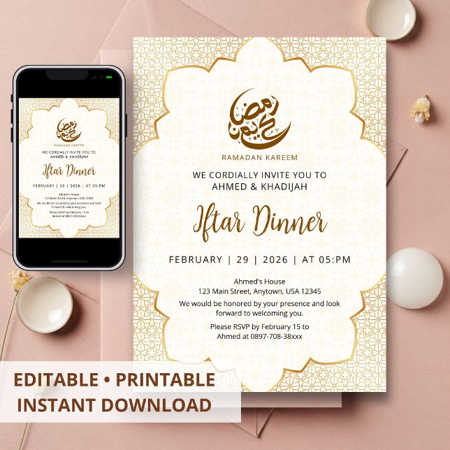 Convite para Jantar Iftar do Ramadan com Renda Dou (Criador carregado)