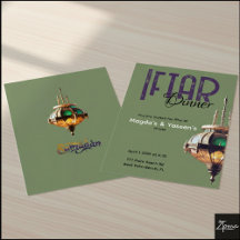 Convite para Jantar Iftar Lanterna Verde Roxo
