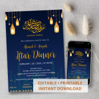 Convite para Jantar Iftar Silhueta Mesquita Céu No