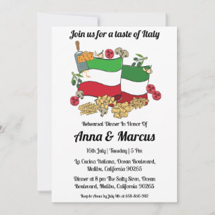 Convite para jantar italiano moderno