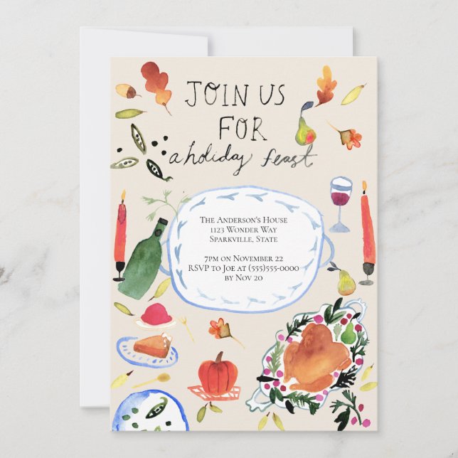 Convite para Jantas de Férias de Ação de Graças (Frente)