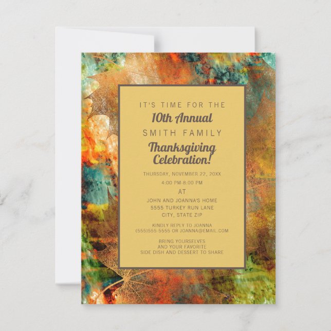 Convite para Janto de Ação de Graças da Família Au (Frente)