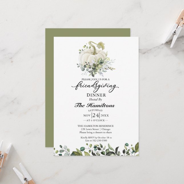 Convite para Janto de Amizade de Abóbora Branca (Frente/Verso In Situ)