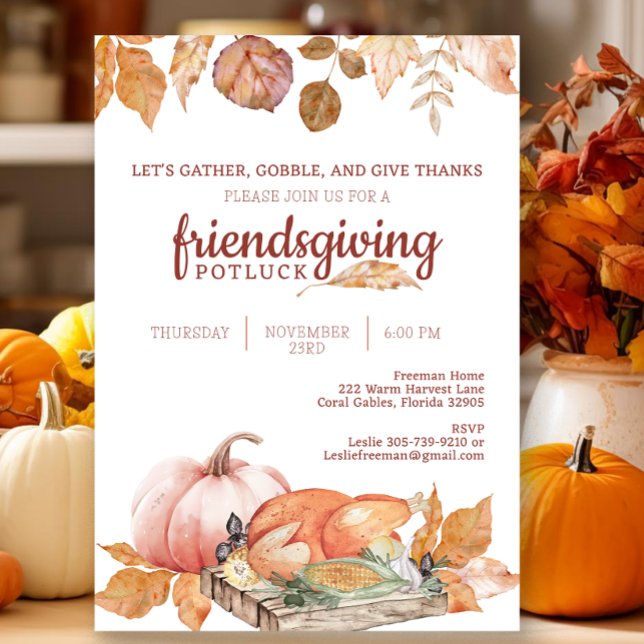 Convite para Janto de Amizade de Queda (Warm Friendsgiving Invitation)