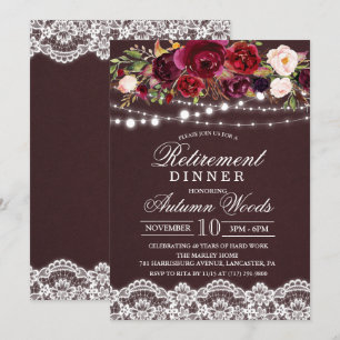 Convite para Janto de Aposentadoria Floral de outo