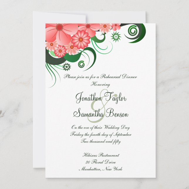 Convite para Janto de Casamento de Hibiscus Rosa (Frente)