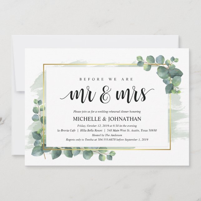 Convite para Janto de Casamento Eucalyptus (Frente)