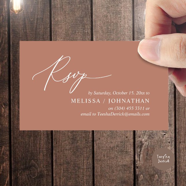 Convite para Janto de Casamento RSVP Romântico Mod (Modern Romantic RSVP Wedding Dinner Invitation Enclosed Reminder Online Email Card Terracotta Earthy)