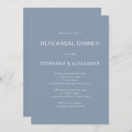 Convite para Janto de ensaio azul simples e empoei