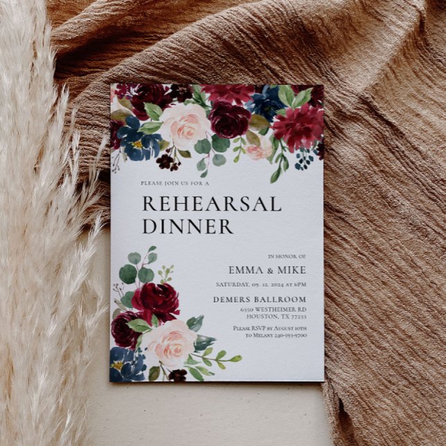 Convite para Janto de Ensaio Boho Burgundy Blush (Criador carregado)