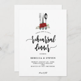 Convite para janto de ensaio botânico rosa vermelh